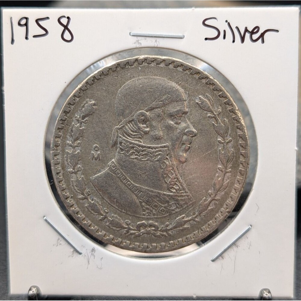 Mexico 1958 One Peso – José Morelos – 10% Silver – Vintage World Coin in Holder